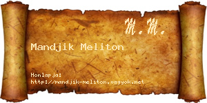 Mandjik Meliton névjegykártya